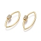 Brass Micro Pave Cubic Zirconia Screw Carabiner Lock Charms, for Necklaces Making, Horse Eye, Golden, 31x14x2mm