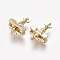 Brass Cubic Zirconia Links, Long-Lasting Plated, Propeller Airplane, Clear, Real 18K Gold Plated, 16.8x11.3x5.3mm, Hole: 0.8mm