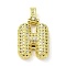 Brass Micro Pave Clear Cubic Zirconia Pendants, Cadmium Free & Nickel Free & Lead Free, Real 18K Gold Plated, Letter H, 29mm, Hole: 4.8x3.5mm, Pendant: 23x17x5.5mm