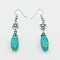 Teardrop Synthetic Turquoise & Alloy Dangle Earrings, Turquoise, show in picture1