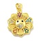 Rack Plating Brass Micro Pave Cubic Zirconia Pendants, Long-Lasting Plated, Lead Free & Cadmium Free, Sunflower, Real 18K Gold Plated, 22.5x19.5x3.5mm, Hole: 4x3mm