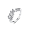 Sterling Silver Micro Pave Clear Cubic Zirconia Leaf Cuff Rings, Platinum, Inner Diameter: 17mm