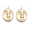 Brass Pendants, Nickel Free, Face, Golden, 17x12.5x2.5mm, Hole: 1.6mm