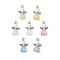 7Pcs Frosted Transparent Acrylic & Glass Pearl Pendants, with Alloy Findings, Angel with Heart, Antique Silver, 20.5x14x5.5mm, Hole: 3.5mm