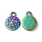 Ion Plating(IP) 304 Stainless Steel Charms, Flat Round with Star Charm, Rainbow Color, 14.5x11.5x2mm, Hole: 1.8mm