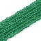 Transparent Glass Beads Strands, Faceted, Frosted, Rondelle, Green, 2.9~3.3mm, Hole: 1mm, about 144~150pcs/strand, 35~37cm