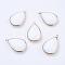 Golden Tone Brass Glass Teardrop Pendants, Faceted, Snow, 18x10x5mm, Hole: 2mm