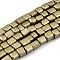 Opaque Spray Painted Glass Bead Strands, Rectangle, Dark Goldenrod, 2~4.5x3.5~4x3.5~4mm, Hole: 1.2mm, about 105~110pcs/strand, 14.88 inch~15.28 inch(37.8~38.8cm)