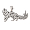 Non-Tarnish Hollow Out 201 Stainless Steel Pendants, Cat Charm, Stainless Steel Color, 25x45.5x1.5mm, Hole: 4.5x8.5mm
