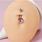 304 Stainless Steel with Colorful Rhinestone Belly Rings, Stainless Steel Color, Flower, Bar Length: 3/8