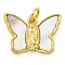 Brass Pendants with Shell and Jump Rings, Cadmium Free & Lead Free, Butterfly, Real 18K Gold Plated, 12x17.5x3mm, Hole: 3mm