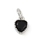 Brass Micro Pave Cubic Zirconia Pendants, Heart Charms, Rack Plating, Long-Lasting Plated, with Jump Ring, Black, 9x7x3.5mm
