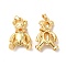 Rack Plating Brass Micro Pave Cubic Zirconia Pendants, Cadmium Free & Lead Free, Long-Lasting, Bear, Real 18K Gold Plated, 28x18x7mm, Hole: 3x5mm