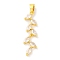 Rack Plating Brass Micro Pave Cubic Zirconia Pendants, Long-Lasting Plated, Cadmium Free & Lead Free, Leaf Charms, Real 18K Gold Plated, 40x8.5x3mm, Hole: 3.5x5.5mm