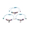 3Pcs 3 Style Moon & Star & Sun Charm Bracelets Set, Synthetic Turquoise Chips Braided Bead Bracelest for Women, Colorful, Inner Diameter: 3/8~3-5/8 inch(1.1~9.1cm), 1Pc/style