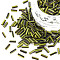Opaque Colours Two Tone Seed Glass Bugle Beads, Round Hole, Round Bugle, Yellow Green, 4~8.5x2mm, Hole: 0.6~0.8mm, about 450g/Pound