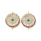 Brass Pave Colorful Cubic Zirconia Disc Connector Charms, Lead Free & Cadmium Free, Long-Lasting Plated, Rack Plating, Real 18K Gold Plated, 25.5x20.5x4mm, Hole: 1.5mm