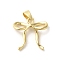 Brass Pendants, Cadmium Free & Lead Free, Bowknot, Real 18K Gold Plated, 23x23.5x3mm, Hole: 7x3.5mm