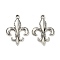 Lily Symbol Tibetan Style Alloy Pendants, Cadmium Free & Nickel Free & Lead Free, Fleur De Lis, Antique Silver, 30x21.5x3mm, Hole: 1.8mm