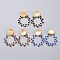 Dangle Stud Earrings, with 304 Stainless Steel Stud Earrings Findings, Brass Linking Rings, Glass Beads and Earring Backs, Golden, Mixed Color, 54~55mm, Pin: 0.7mm