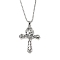 Zinc Alloy Cross Pendant Necklaces, 201 Stainless Steel Chains Necklaces, Stainless Steel Color, 23.35 inch(59.3cm), Cross: 49.5x37.5mm