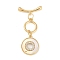 Brass Micro Pave Clear Cubic Zirconia Toggle Clasps, Cadmium Free & Nickel Free & Lead Free, with Shell, Flat Round, Real 18K Gold Plated, Round: 30.5mm long, Pendant: 16x13.5x2mm, Hole: 1.4mm, Bar: 19x6x2.5mm, Hole: 1.5mm