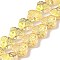 Transparent Electroplate Glass Beads Strands, Half Rainbow Plated, Skull Head, Yellow, 16x19x7mm, Hole: 1.2mm, about 40pcs/strand, 24.57 inch(62.4cm)