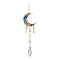 Natural Gemstone Chips Moon Pendant Decorations, Suncatchers Hanging, with Teardrop Glass Pendants, Star/Sun, 320mm