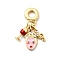 Brass Micro Pave Clear Cubic Zirconia European Dangle Charms, with Pink Enamel, Large Hole Pendants, Cadmium Free & Lead Free, Goblet & Face & Music Note, Real 18K Gold Plated, 31mm, Hole: 4.5mm