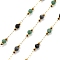 Green Aventurine & Snowflake Obsidian & 304 Stainless Steel Beads Link Chains, with 316 Stainless Steel Chains, Ion Plating(IP), Real 18K Gold Plated, Soldered, Round, with Spool, 3~3.5mm