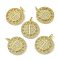 Rack Plating Brass Micro Pave Cubic Zirconia Pendants,, Long-Lasting Plated, Lead Free & Cadmium Free, Flat Round with Cross Charm, Real 18K Gold Plated, 23x20x2.5mm