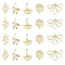 20Pcs 5 Style Alloy Pendants, Leaf/Monstera Leaf/Leafy Branch/Ginkgo Leaf Charms, Light Gold, 18~24x12~25.5x1~4mm, Hole: 1~1.6mm, 4pcs/style