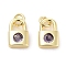 Brass Micro Pave Cubic Zirconia Charms, Cadmium Free & Nickel Free & Lead Free, with Jump Ring, Lock, Real 18K Gold Plated, Medium Purple, 9x5.5x2.5mm, Hole: 1.6mm