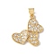 Brass Micro Pave Cubic Zirconia Pendants, Heart Charms, Long-Lasting Plated, Cadmium Free & Lead Free, Rack Plating, Real 18K Gold Plated, 22x18.5x2.5mm, Hole: 4.5x3mm