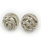 Brass Cubic Zirconia Beads, Round, Platinum, 12mm, Hole: 1mm