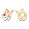 Alloy Pendants, with Enamel, Cadmium Free & Lead Free, Light Gold, Color Palette, White, 19.5x18x1.5mm, Hole: 1.8mm