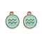 Alloy Enamel Pendants, Flat Round with Constellation/Zodiac Sign, Aquarius, 22x18x2mm, Hole: 1.5mm
