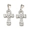 Brass Micro Pave Cubic Zirconia Pendants, Long-Lasting Plated, Feminine Symbol, Platinum, 31x18.5x6mm, Hole: 10x4.5mm
