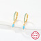 925 Sterling Silver Hoop Earring for Dangle Earrings, with Horse Eye Cubic Zirconia Dangle Charms, Deep Sky Blue, 19x2mm