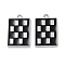 Alloy Enamel Pendants, Lead Free & Cadmium Free, Platinum, Rectangle Charm, Black, 21.5x14x1.5mm, Hole: 1.6mm
