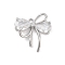 Brass with Clear Cubic Zirconia Pendants, Cadmium Free & Nickel Free & Lead Free, Double Bowknot, Platinum, 15.5x15x6mm, Hole: 1.2mm