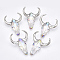 Electroplate Glass Big Pendants, with Iron Findings, AB Colour, Ox-Head Shape, Clear AB, Platinum, 45~60x35~50x15mm, Hole: 2mm