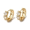 Brass Micro Pave Cubic Zirconia Hoop Earring, Light Gold, 18x6.5mm