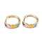 Brass Enamel Hoop Earrings, Long-Lasting Plated, Heart, Real 18K Gold Plated, 16.5x15.5x2.5~5mm, Pin: 0.8mm