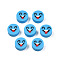 Handmade Polymer Clay Beads, Flat Round with Expression, Deep Sky Blue, 9~10x4~5mm, Hole: 1.6mm