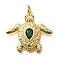 Brass Micro Pave Cubic Zirconia Pendants, Cadmium Free & Lead Free, Sea Turtle Charms, with Jump Ring, Real 18K Gold Plated, 22.5x24.5x4mm, Hole: 3mm
