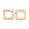 Brass Linking Rings, Cadmium Free & Nickel Free & Lead Free, Textured Square Connector, Real 18K Gold Plated, 14.5x15x1.5mm