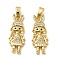 Girl Brass Micro Pave Cubic Zirconia Pendants, Cadmium Free & Nickel Free & Lead Free, Real 18K Gold Plated, 24.5x10x3mm, Hole: 5x2.5mm