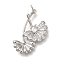 Rack Plating Brass Micro Pave Cubic Zirconia Pendants, Cadmium Free & Lead Free, Long-Lasting Plated, Leaf, Platinum, 15x27x3mm, Hole: 3mm