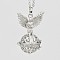 Brass Hollow Cage Pendants, For Chime Ball Pendant Necklaces Making, Round with Angel, Cadmium Free & Nickel Free & Lead Free, Platinum, 44x30x24mm, Hole: 4x9mm, inner diameter: 18mm